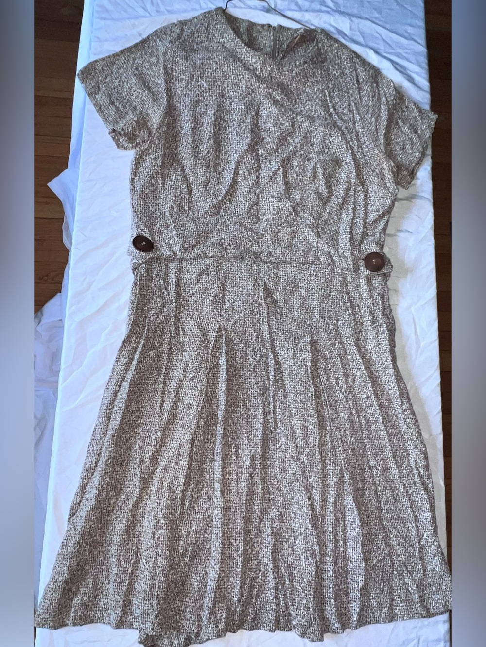Vintage 70s Tweed Textured Dress MARK Zip Cottagecore M